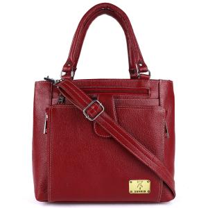 Genuine Natural Leather Handbag Shoulder Tote Messenger Sling Top Handle Crossbody Bag for Women Girls | Front Zip Pocket Magnetic Closure |