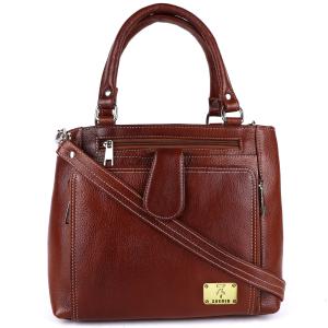 Genuine Natural Leather Handbag Shoulder Tote Messenger Sling Top Handle Crossbody Bag for Women Girls | Front Zip Pocket Magnetic Closure |