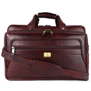 Pure Genuine Leather 16 Inch Stylish Padded Compartment Briefcase Satchel Laptop Messenger Travelling Office Bag