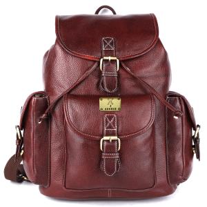 Zeenin Pure Genuine Leather Spacious 14.5 inch Backpack Daypack Rucksack Casual Office Bag |Travel Business Daily Use| Brass Buckles Flip Pockets