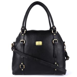 Genuine Full Grain Natural Leather Sling Top Handle satchel Handbags Shoulder tote Bags For Women Girls | 4 Metallic Buckles on Front Back | Large Size |