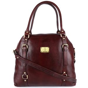 Genuine Full Grain Natural Leather Sling Top Handle satchel Handbags Shoulder tote Bags For Women Girls | 4 Metallic Buckles on Front Back | Large Size |