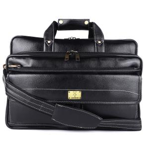 Pure Genuine Leather 15.5 Inch Stylish Briefcase Laptop Messenger Travelling Daily Use Bag with Front Flap Pocket
