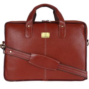 Zeenin Pure Genuine Leather 14.5 Inch Briefcase Laptop Messenger Crossbody Office Bag, Formal Look