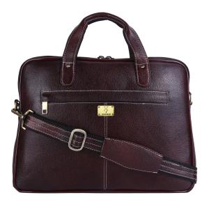 Pure Genuine Leather 14.5 Inch Briefcase Laptop Messenger Satchel Office Bag