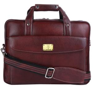 Pure Genuine Leather 14.5 Inch Briefcase Laptop Messenger Satchel Office Bag