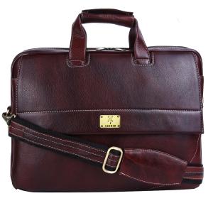 Pure Genuine Leather 15.5 Inch Briefcase Laptop Messenger Satchel Office Daily Use Bag