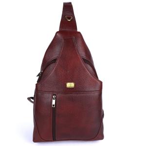 Pure Genuine Leather 17 inches Sling Cross Body Outdoor Travel Passport Chest Bag for Men and Women