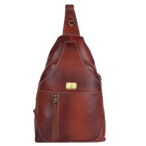 Pure Genuine Leather 17 inches Sling Cross Body Outdoor Travel Passport Chest Bag for Men and Women