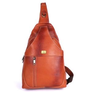 Pure Genuine Leather 17 inches Sling Cross Body Outdoor Travel Passport Chest Bag for Men and Women