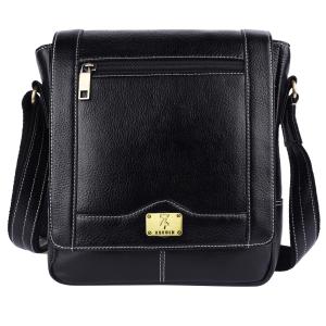 Pure Leather Messenger Shoulder 10 inch Sling Cross Body Travel Office Tablet Flap Handbag for Men Women
