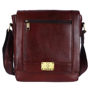 Pure Leather Messenger Shoulder 10 inch Sling Cross Body Travel Office Tablet Flap Handbag for Men Women