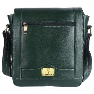 Pure Leather Messenger Shoulder 10 inch Sling Cross Body Travel Office Tablet Flap Handbag for Men Women