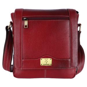Pure Leather Messenger Shoulder 10 inch Sling Cross Body Travel Office Tablet Flap Handbag for Men Women