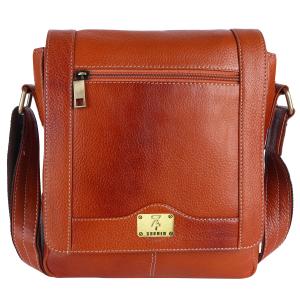 Pure Leather Messenger Shoulder 10 inch Sling Cross Body Travel Office Tablet Flap Handbag for Men Women