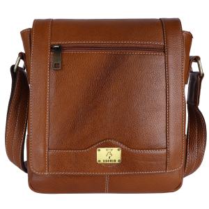 Pure Leather Messenger Shoulder 10 inch Sling Cross Body Travel Office Tablet Flap Handbag for Men Women