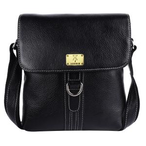 Pure Genuine Leather Messenger Shoulder 9 inch Sling Cross Body Travel Office D-Loop Handbag for Men & Women