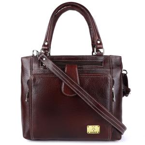 Genuine Natural Leather Handbag Shoulder Tote Messenger Sling Top Handle Crossbody Bag for Women Girls | Front Zip Pocket Magnetic Closure |