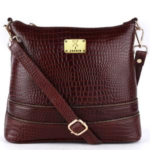 Genuine Leather Crossbody Sling Messenger Slim Shoulder Purse Satchel Bag for Women & Girls | Golden Zipper | Medium Size |