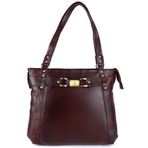 Genuine Leather Designer 14 inch Laptop Macbook Handbag Shoulder Tote Purse Satchel Sling Messenger Top Handle Bag for Women & Girls | Every Day Office Use | Golden Buckles | Large Size