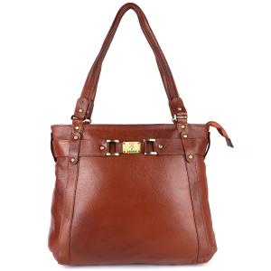 Genuine Leather Designer 14 inch Laptop Macbook Handbag Shoulder Tote Purse Satchel Sling Messenger Top Handle Bag for Women & Girls | Every Day Office Use | Golden Buckles | Large Size