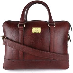 Pure Genuine Leather 14 Inch Stylish Padded Compartment Briefcase Satchel Laptop Sleeve Messenger Travelling Office Bag