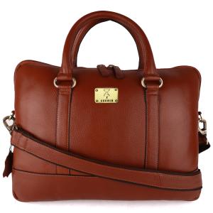 Pure Genuine Leather 14 Inch Stylish Padded Compartment Briefcase Satchel Laptop Sleeve Messenger Travelling Office Bag