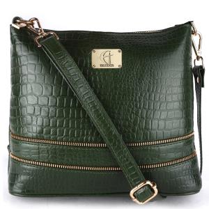 Genuine Leather Crossbody Sling Messenger Slim Shoulder Purse Satchel Bag for Women & Girls | Golden Zipper | Medium Size |