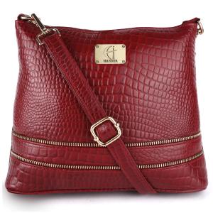 Genuine Leather Crossbody Sling Messenger Slim Shoulder Purse Satchel Bag for Women & Girls | Golden Zipper | Medium Size |