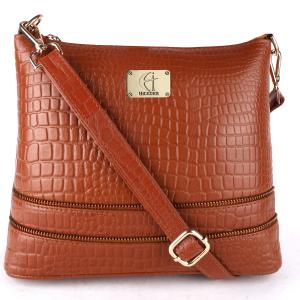 Genuine Leather Crossbody Sling Messenger Slim Shoulder Purse Satchel Bag for Women & Girls | Golden Zipper | Medium Size |
