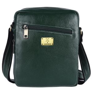 Genuine Leather Messenger Shoulder 9 inch Sling Cross Body Travel Office Tablet Flap Handbag, Men Women