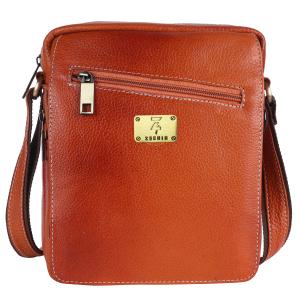 Genuine Leather Messenger Shoulder 9 inch Sling Cross Body Travel Office Tablet Flap Handbag, Men Women
