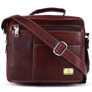Pure Leather Messenger Shoulder 10 inch Sling Cross Body Travel Office Tablet Tiffin Handbag With Multiple Compartments for Men Women