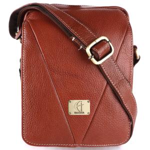 Pure Genuine Leather Messenger Shoulder 7.5 inch Sling Cross Body Travel Office Tablet Bag for Men Women | Front Flap with V design